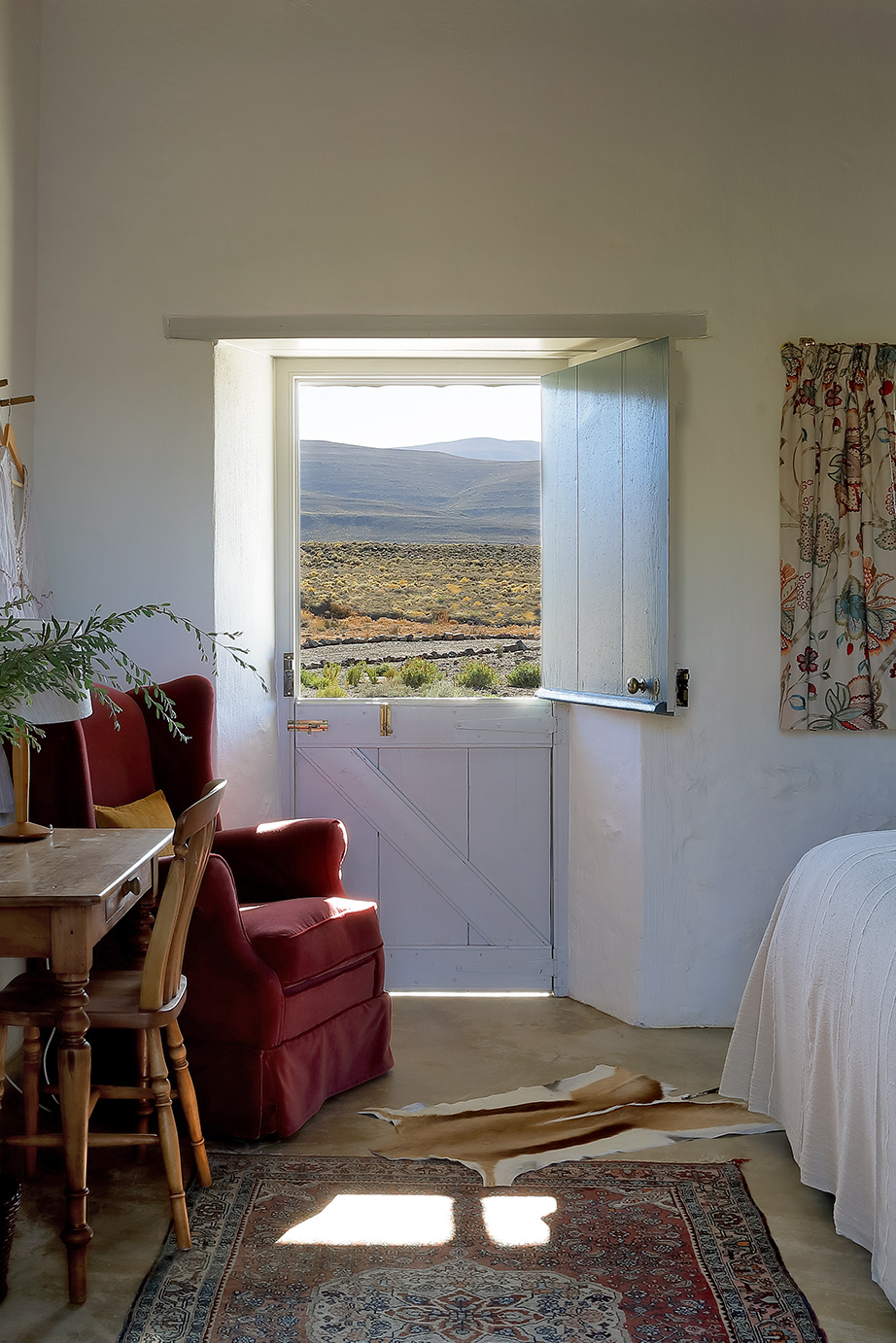 Bathrooms at De Kruis have stable doors opening to the garden. Perfect Hideaways, De Kruis, Tankwa Karoo, Northern Cape, South Africa. Photo: Henrique Wilding