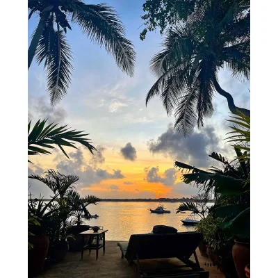 Sunset on the ocean from Peponi Hotel beachfront.